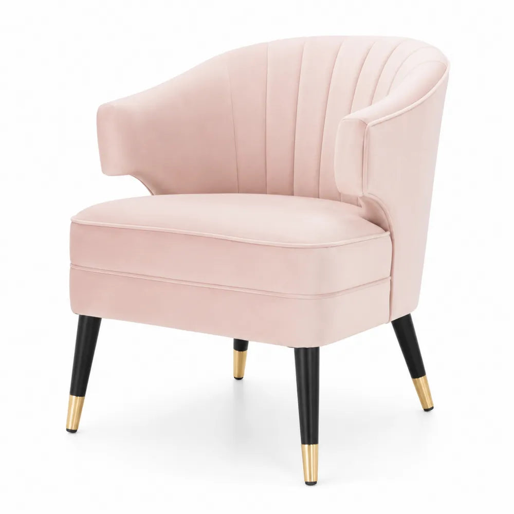 Poltrona in Velluto Rosa con Gambe in Metallo