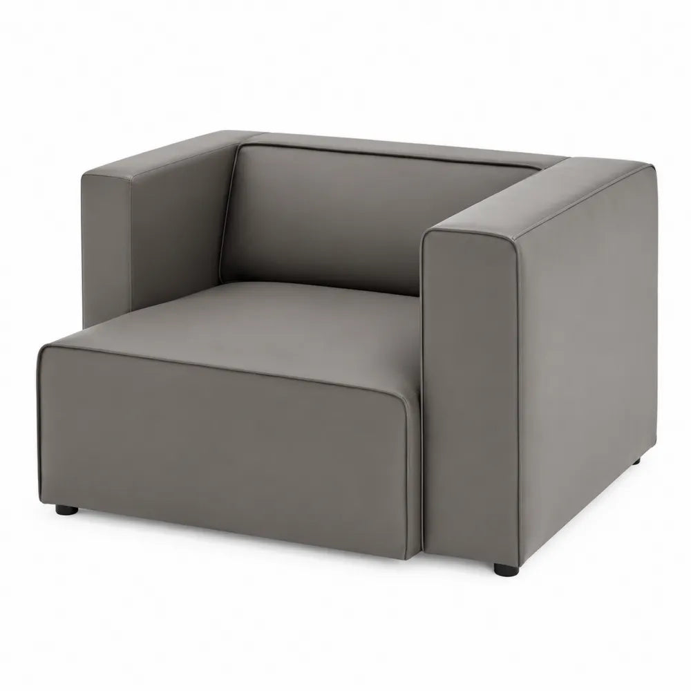 Poltrona in Pelle Sintetica Grigio 100x90x70 cm