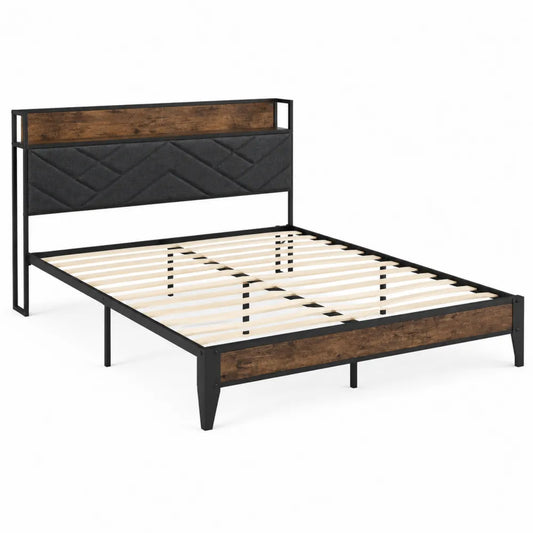Letto matrimoniale in metallo e MDF 160x200 cm