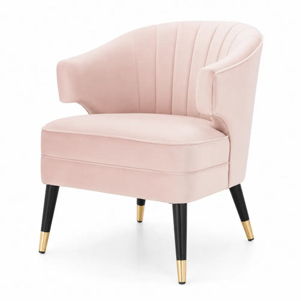 Poltrona in Velluto Rosa con Gambe in Metallo
