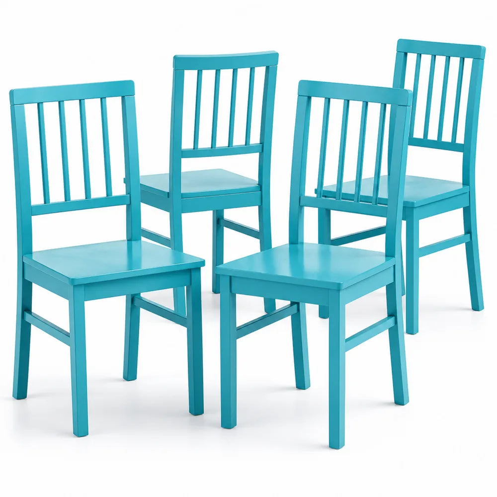 Set di 4 Sedie in Legno Blu