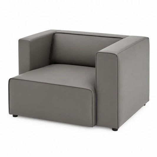 Poltrona in Pelle Sintetica Grigio 100x90x70 cm