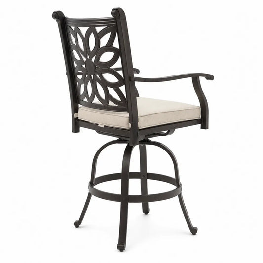 Sedia da esterno in alluminio con cuscino beige